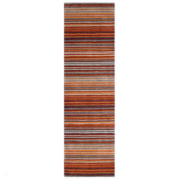 Carter Modern Stripe Hand Woven Wool Rust Orange/Grey/Beige Runner-Melrose-Rug Love - The Most Loved Rug Store